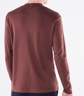 Camiseta Pima Decote V Manga Longa Marrom