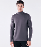 Camiseta Pima Manga Longa Gola Rolê Cinza
