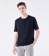 Camiseta Homemeeting Gola Botão Preto