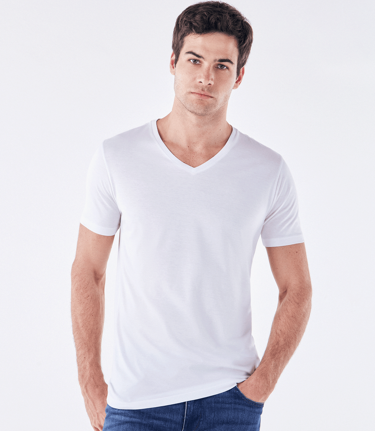 Camiseta Básica Supima Gola V Branco