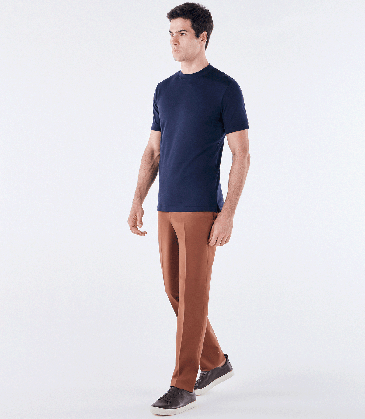 Camiseta Pima Interloque Gola Média Azul