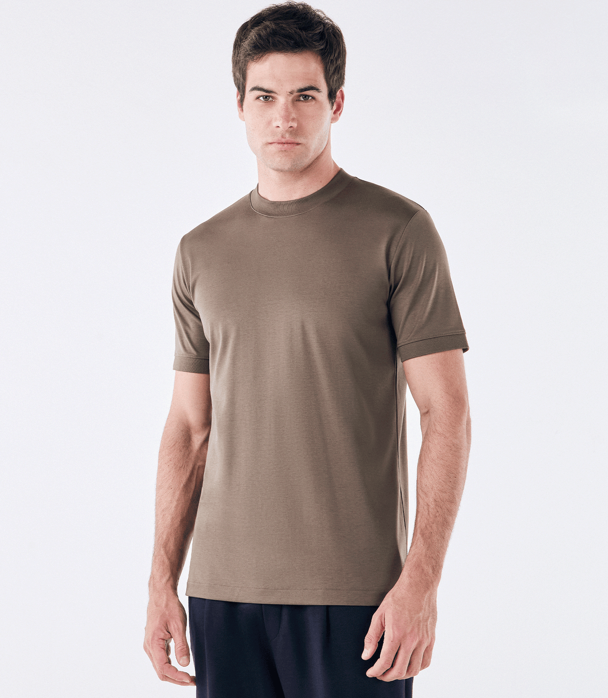 Camiseta Pima Interloque Gola Média kaki
