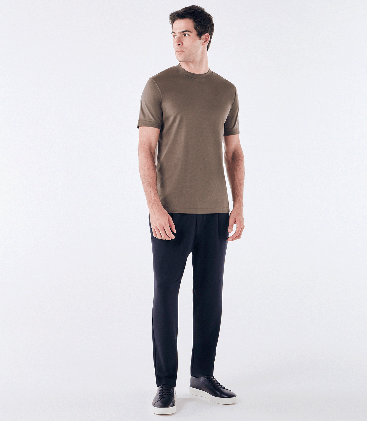 Camiseta Pima Interloque Gola Média kaki