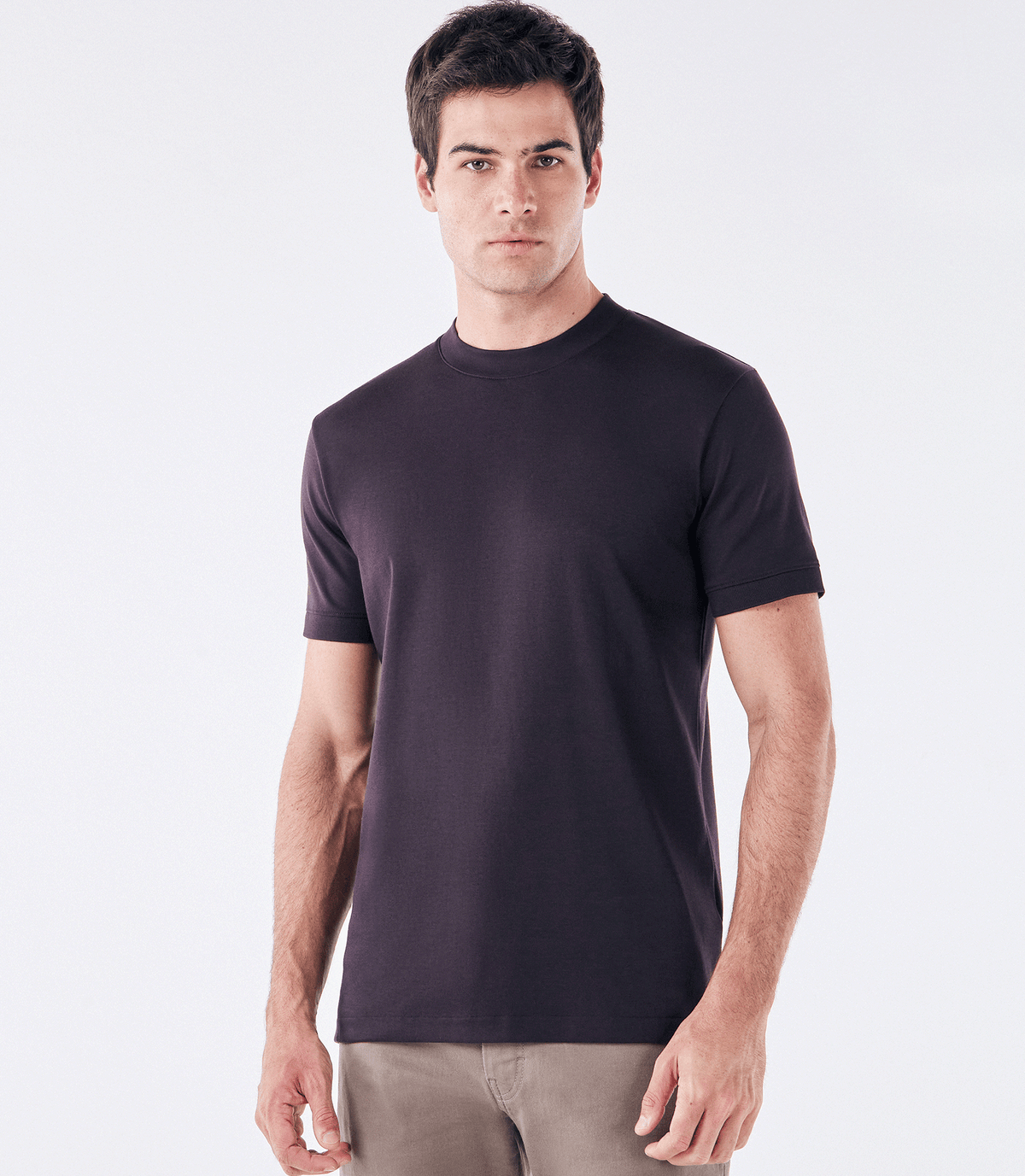 Camiseta Pima Interloque Gola Média Marrom