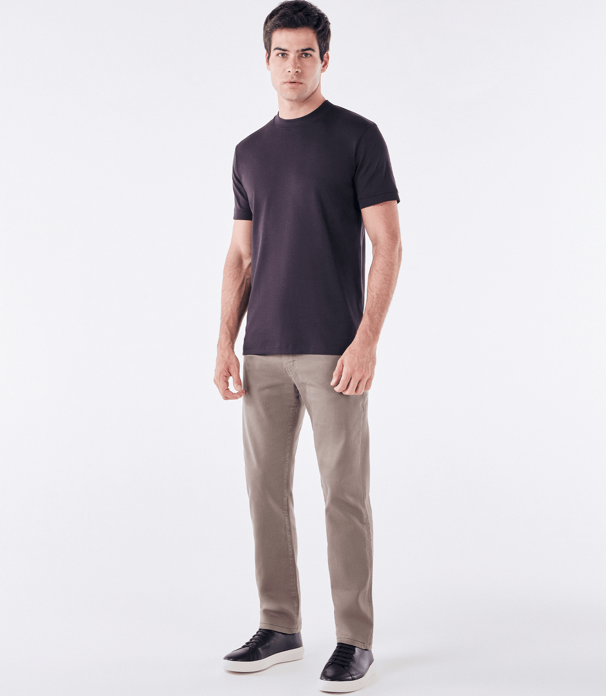 Camiseta Pima Interloque Gola Média Marrom