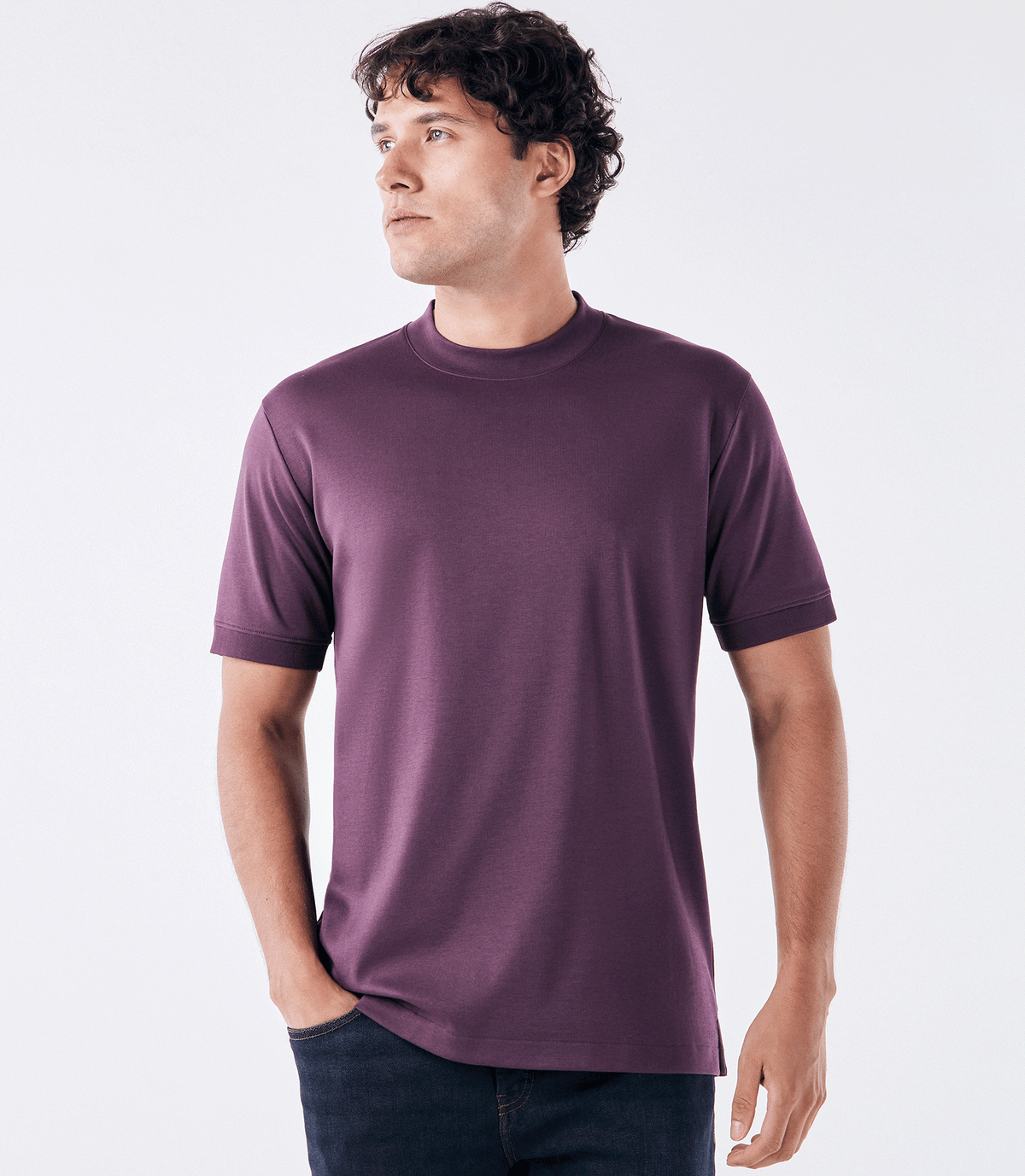Camiseta Pima Interloque Gola Média Roxo
