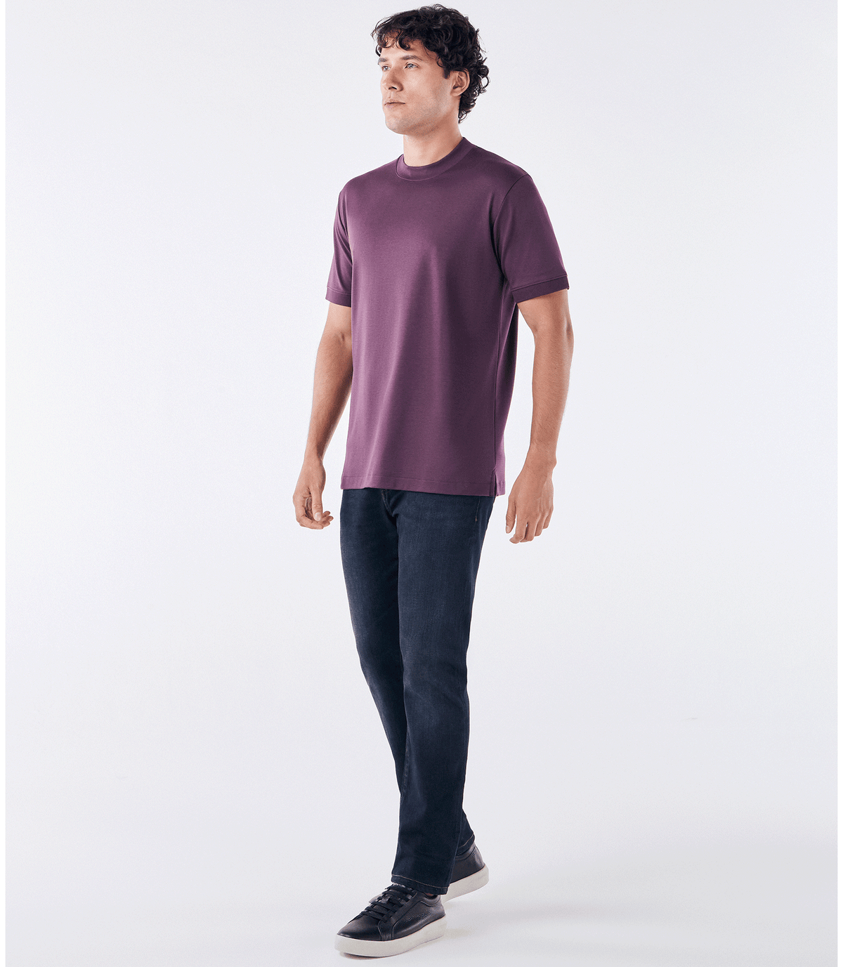 Camiseta Pima Interloque Gola Média Roxo