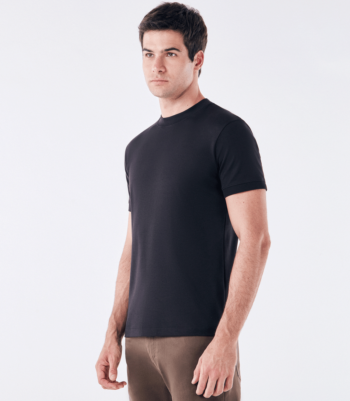 Camiseta Pima Interloque Gola Média Preto