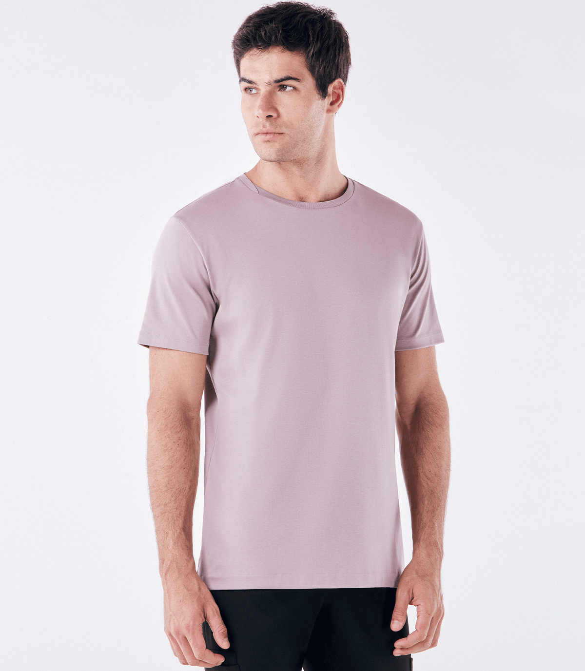 Camiseta Pima Interloque Gola Cruzada Rosa