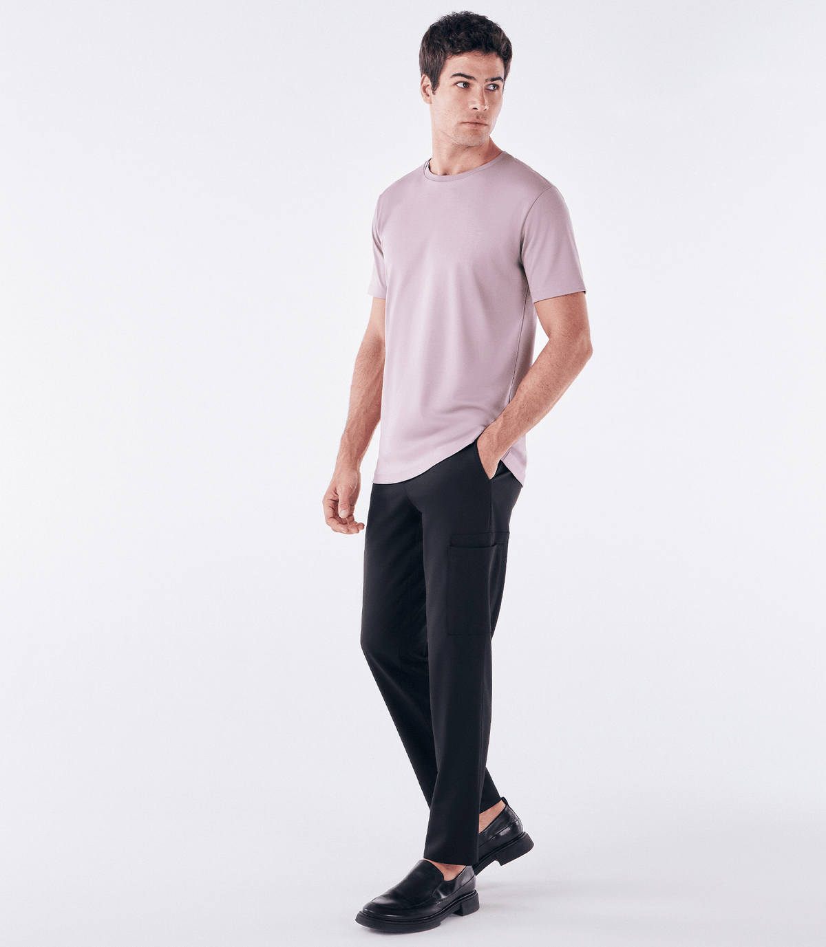 Camiseta Pima Interloque Gola Cruzada Rosa