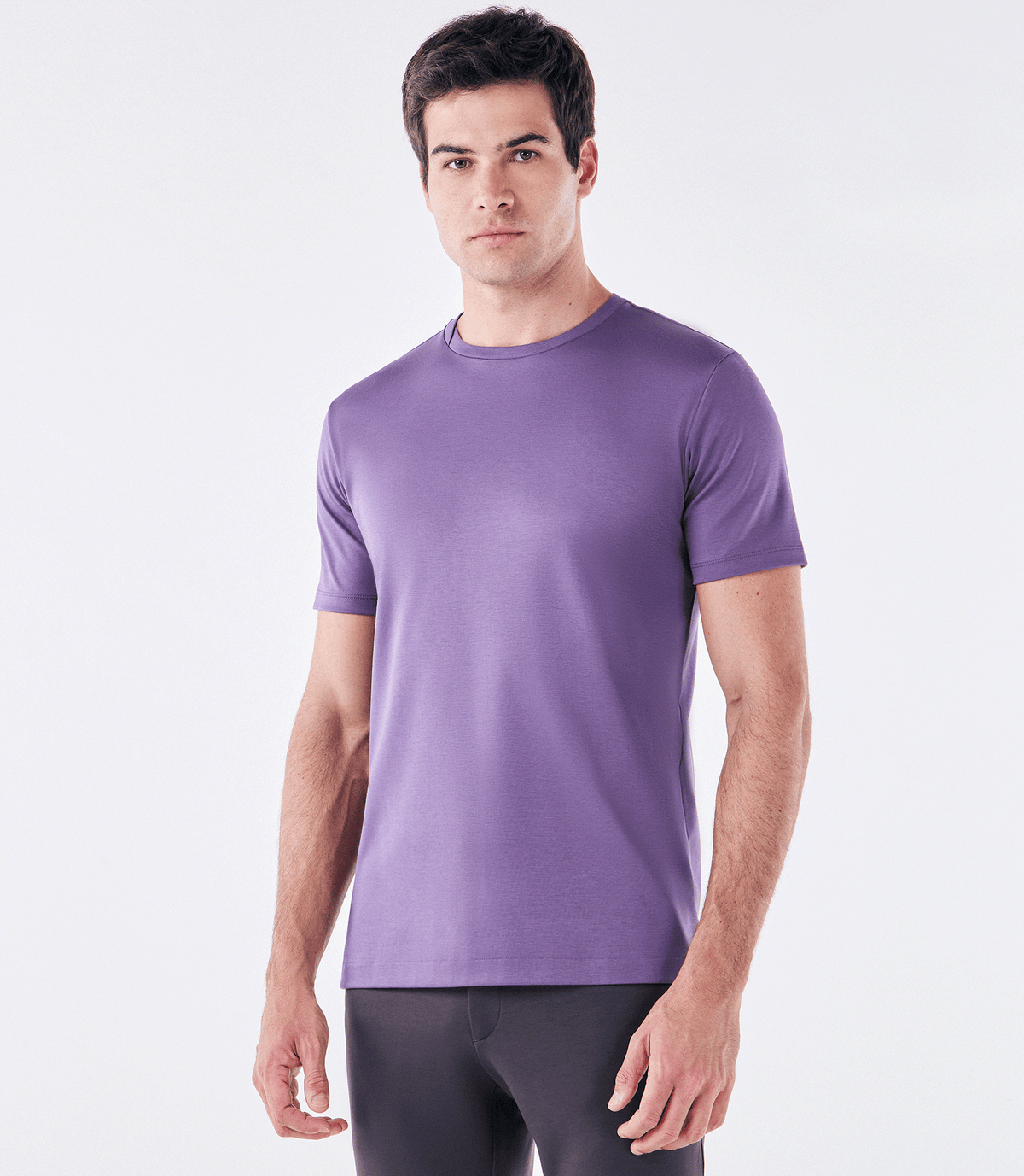 Camiseta Pima Interloque Gola Cruzada Roxo