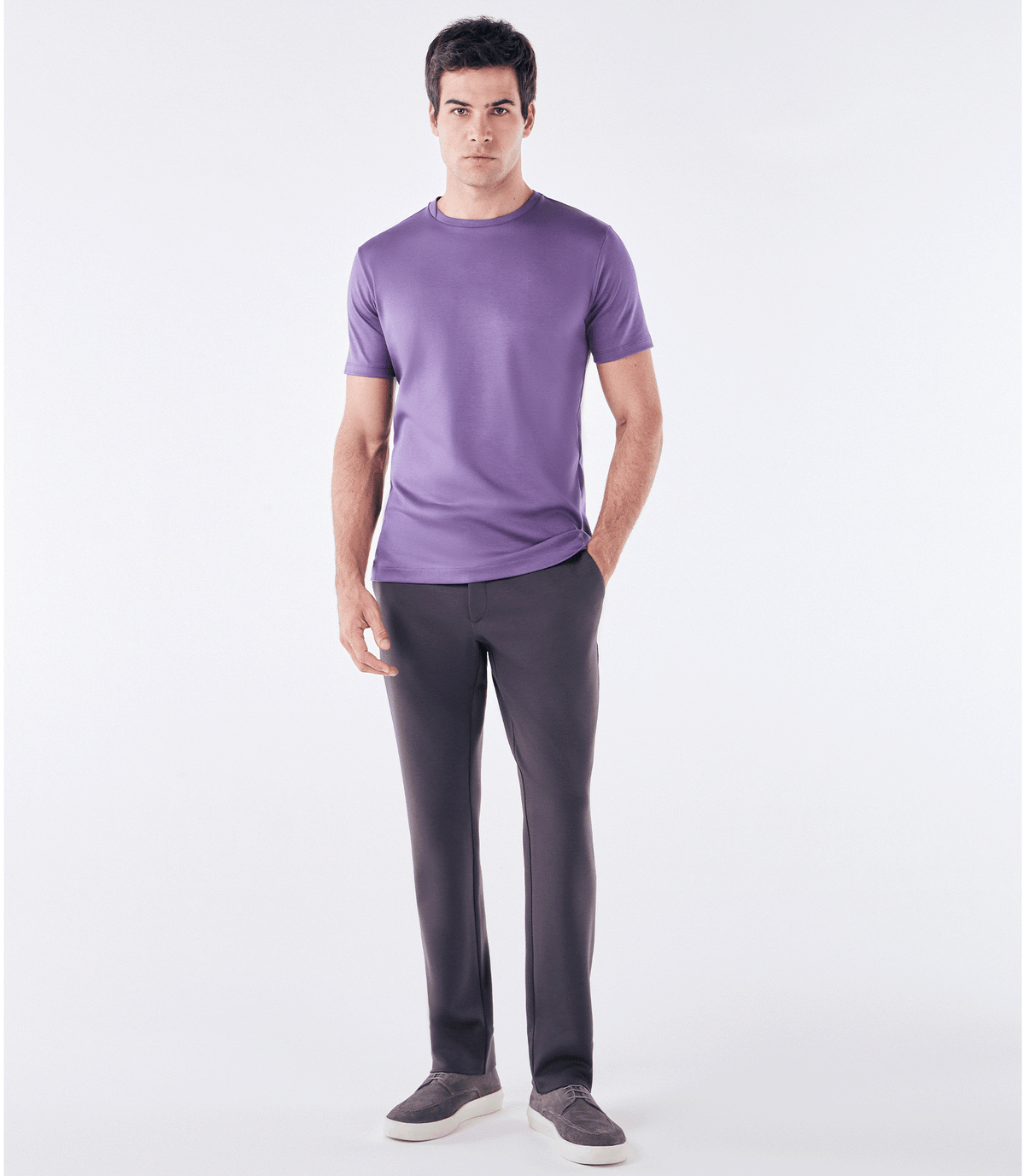Camiseta Pima Interloque Gola Cruzada Roxo