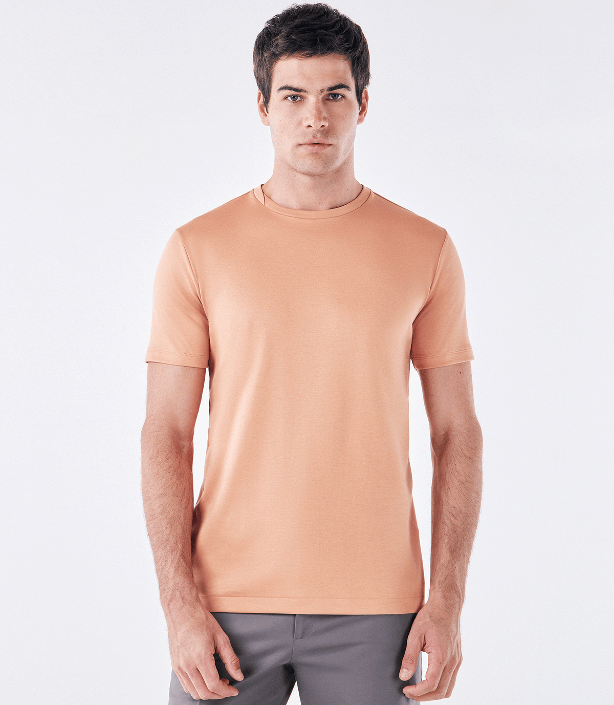 Camiseta Pima Interloque Gola Cruzada Laranja