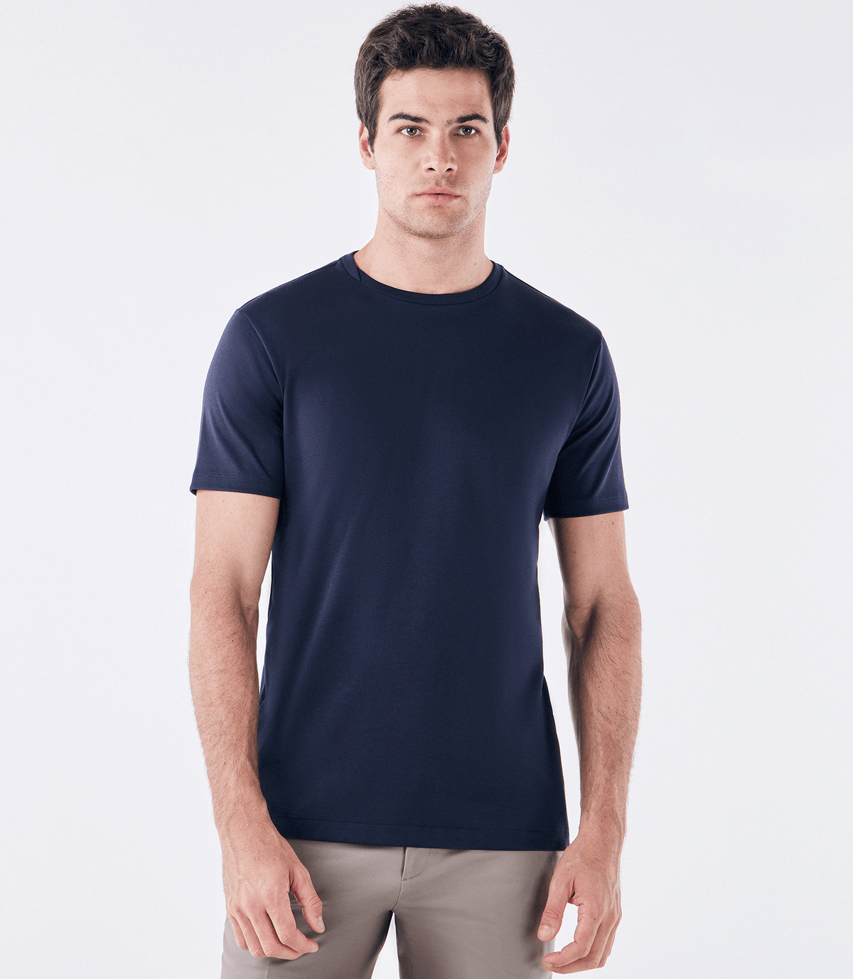 Camiseta Pima Interloque Gola Cruzada Azul