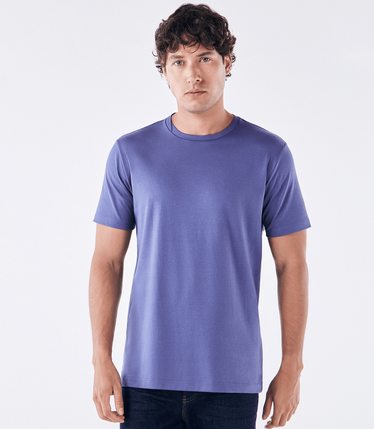 Camiseta Pima Interloque Gola Cruzada Azul