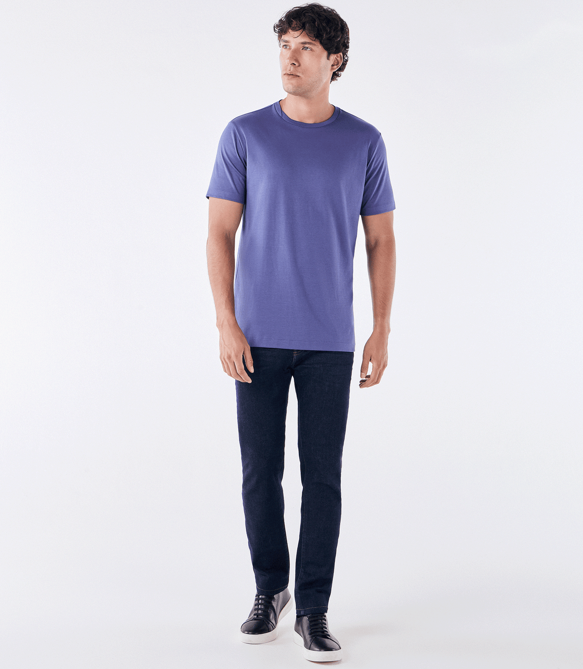 Camiseta Pima Interloque Gola Cruzada Azul