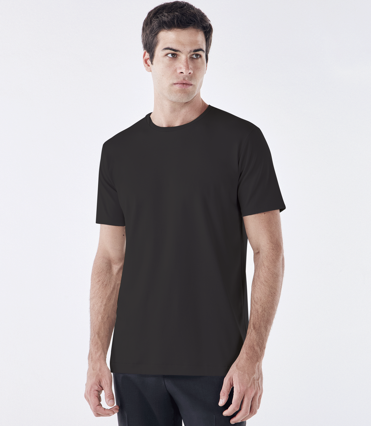 Camiseta Pima Interloque Gola Cruzada Cinza