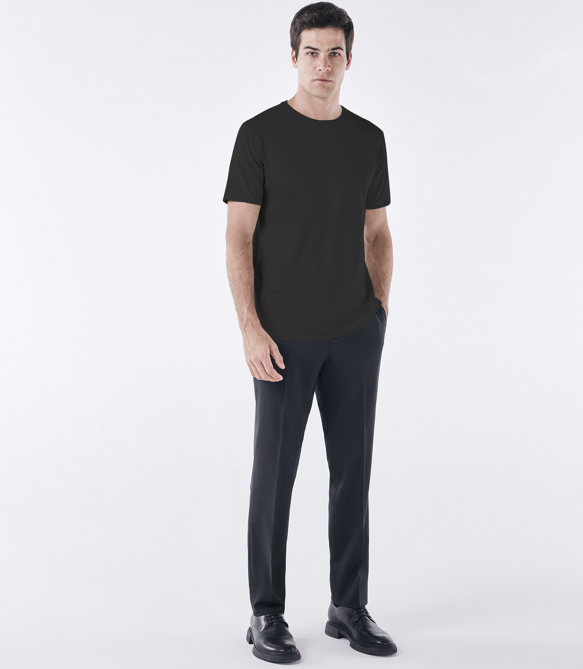 Camiseta Pima Interloque Gola Cruzada Cinza