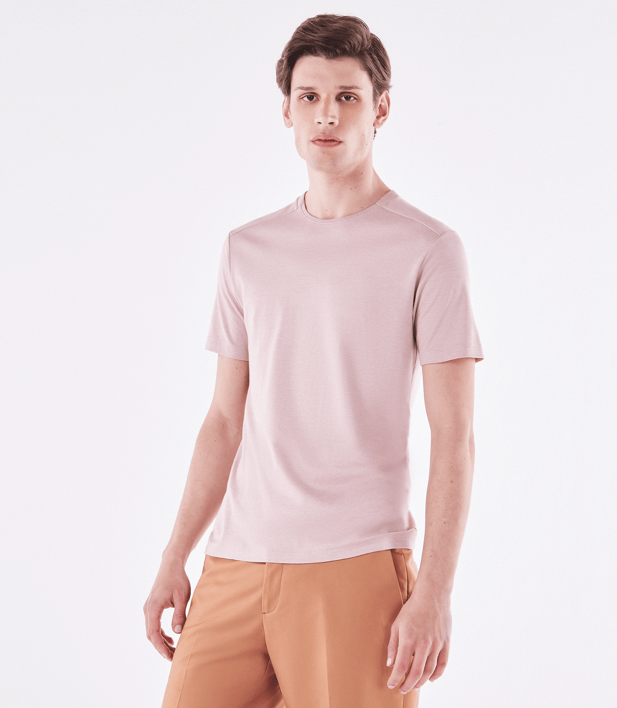 Camiseta Recorte Ombro Oxford Rosa