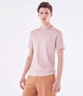 Camiseta Recorte Ombro Oxford Rosa