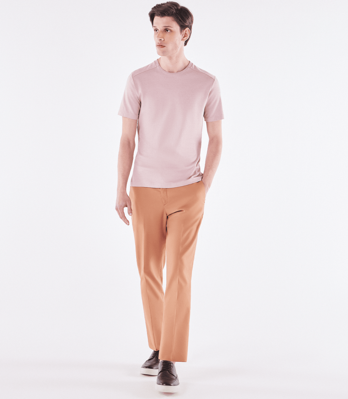 Camiseta Recorte Ombro Oxford Rosa