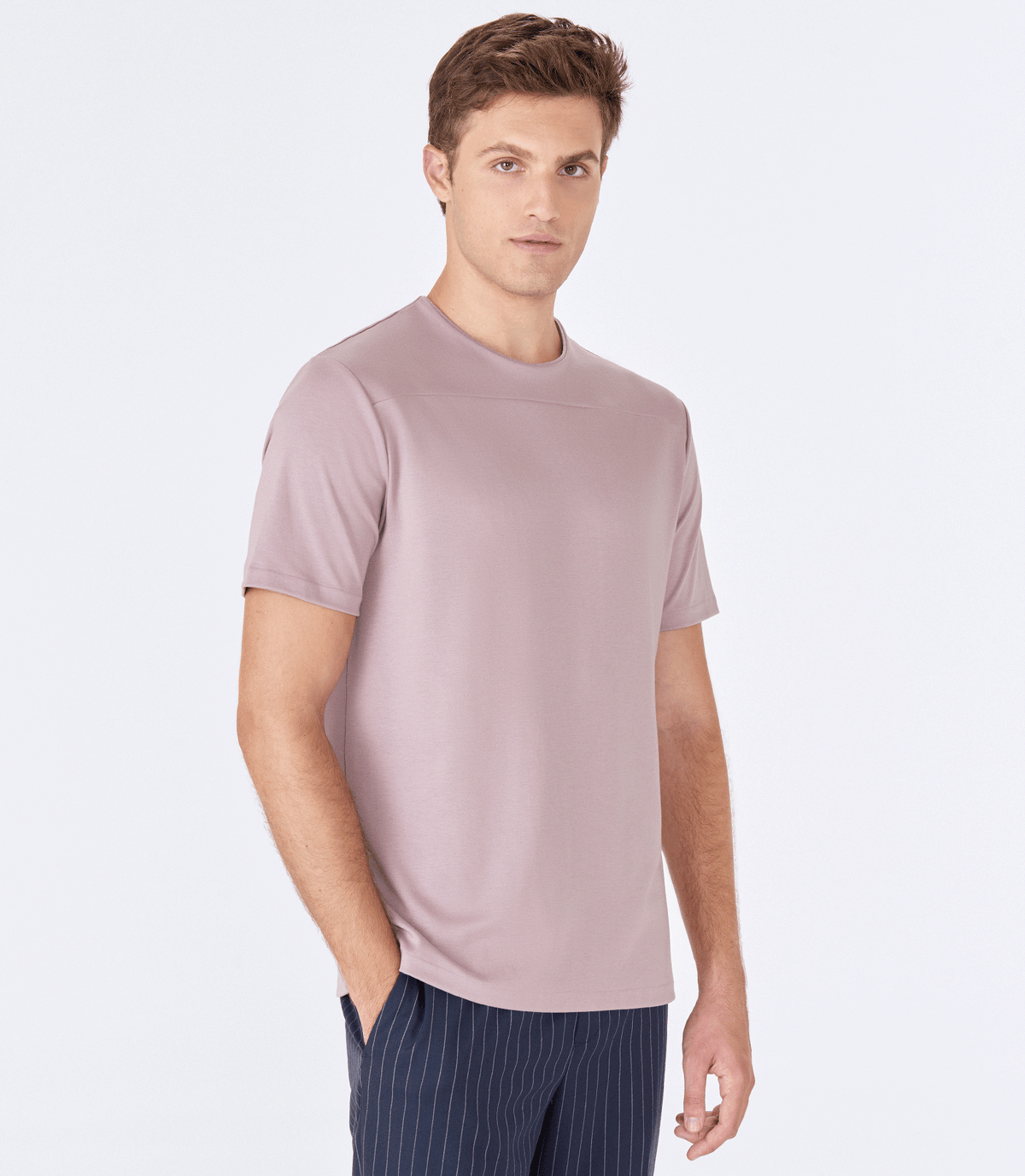 Camiseta Pima Recorte Gola Super Slim Rosa