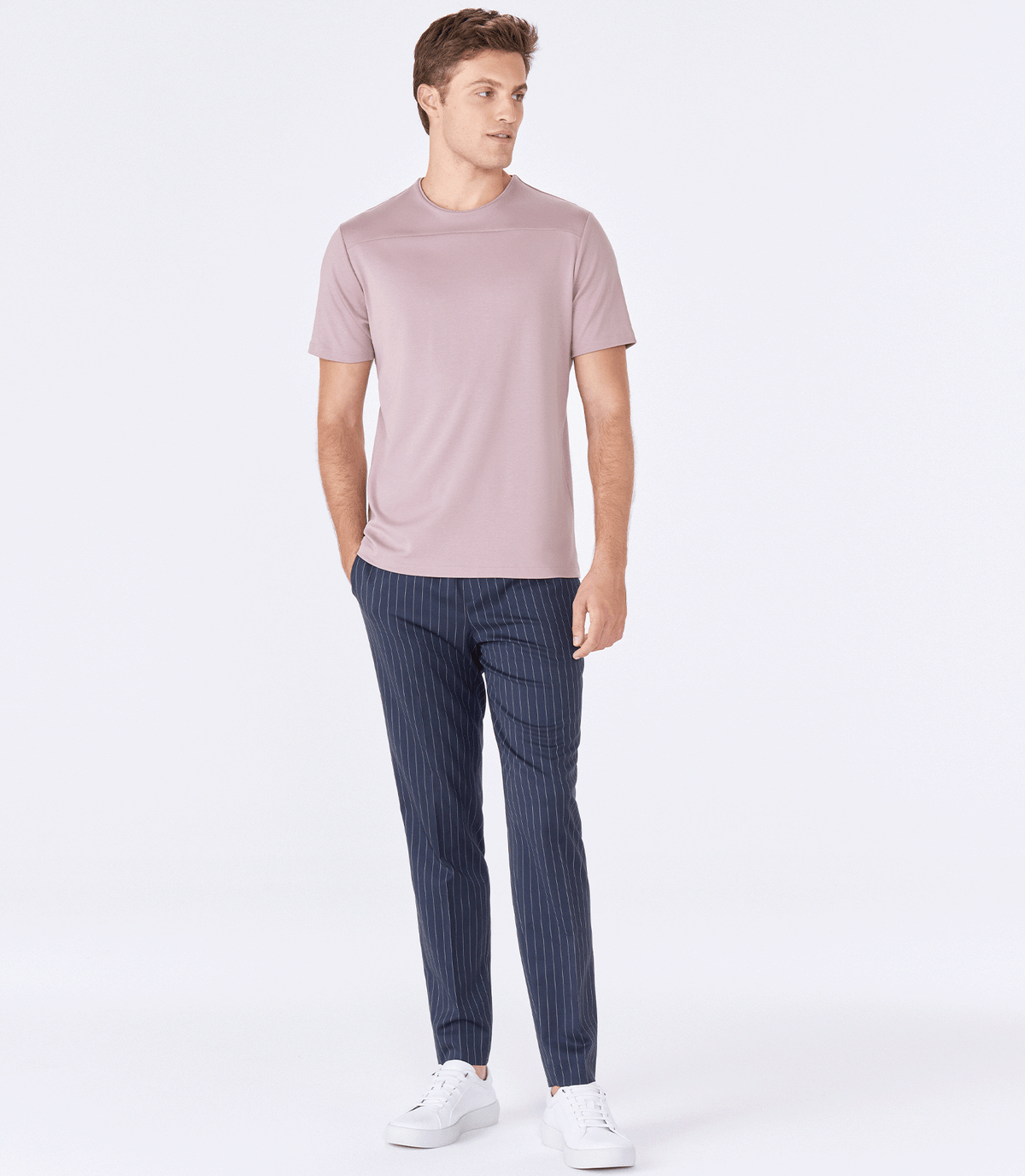 Camiseta Pima Recorte Gola Super Slim Rosa