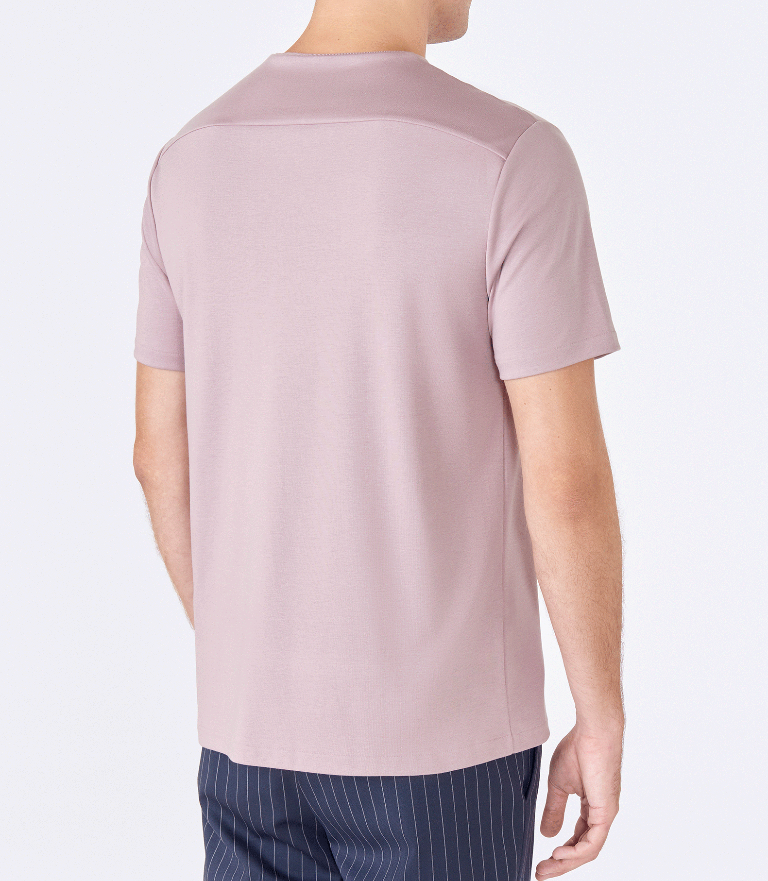 Camiseta Pima Recorte Gola Super Slim Rosa