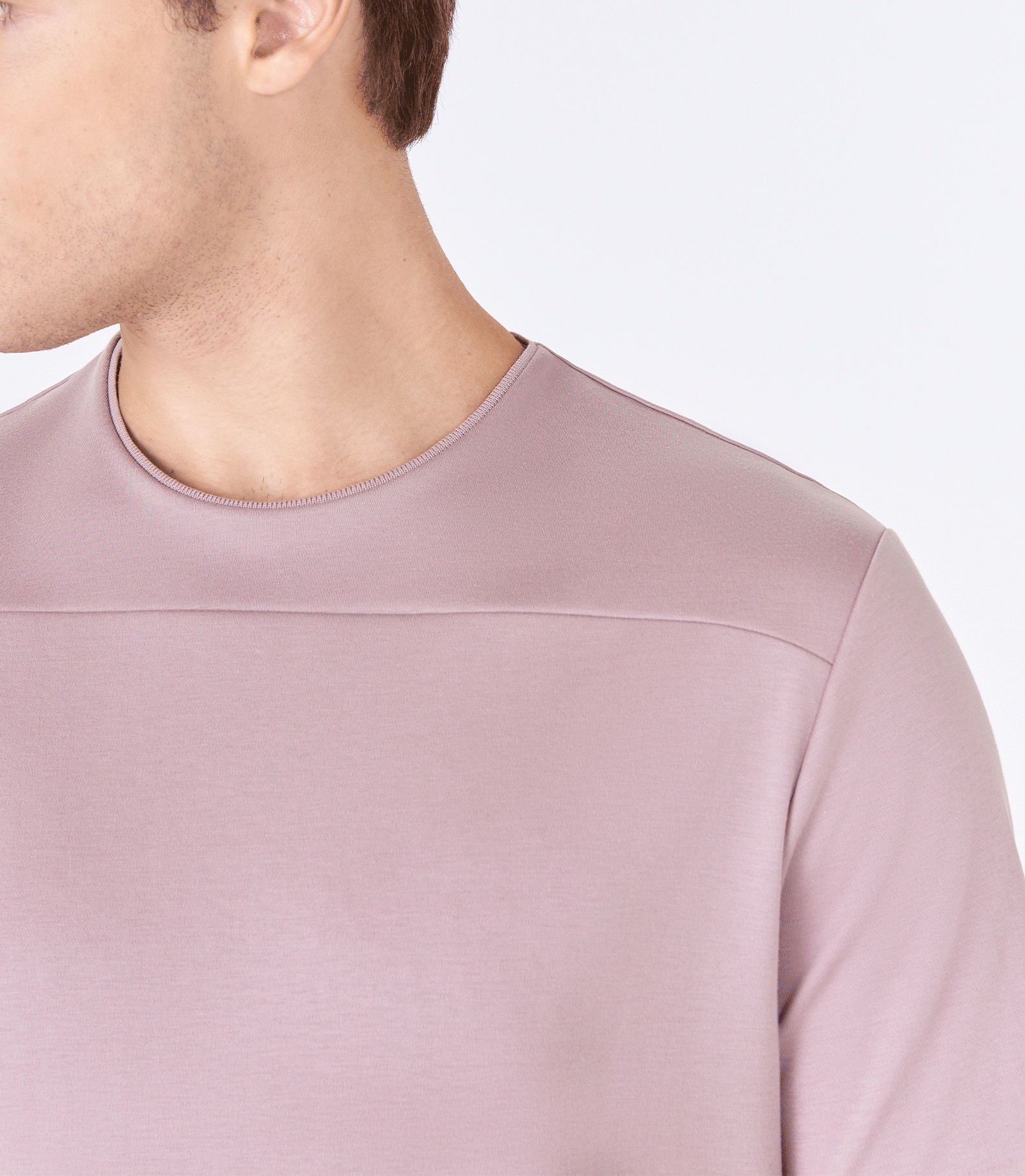 Camiseta Pima Recorte Gola Super Slim Rosa