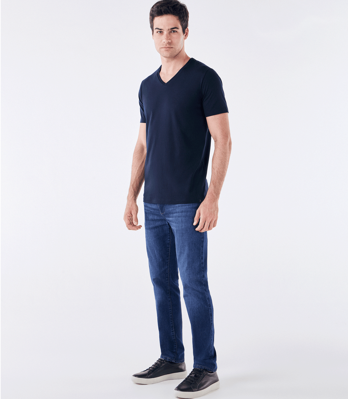 Camiseta Pima Gola V Fio 140 Azul