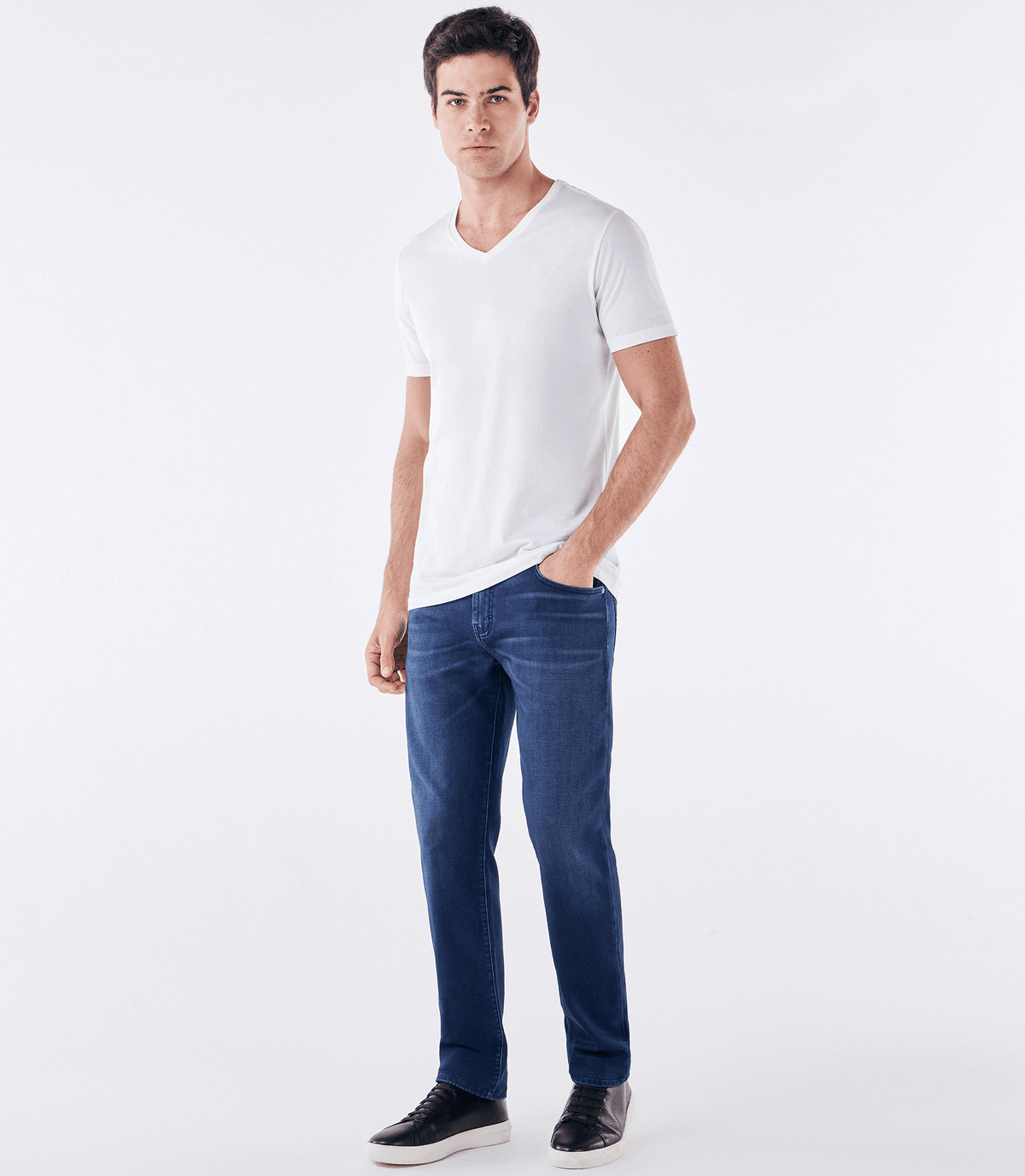 Camiseta Pima Gola V Fio 140 Branco