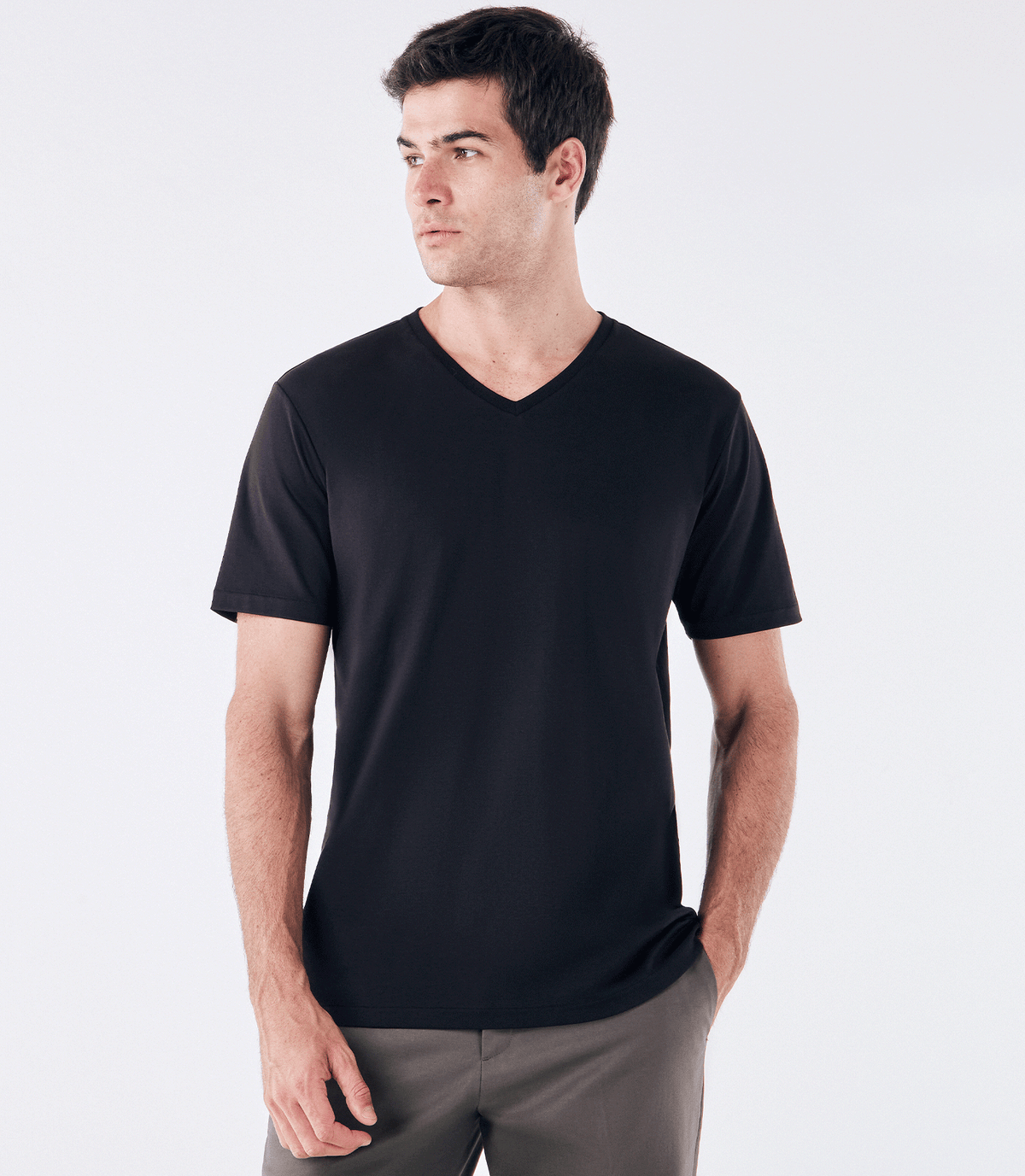 Camiseta Pima Gola V Fio 140 Preto