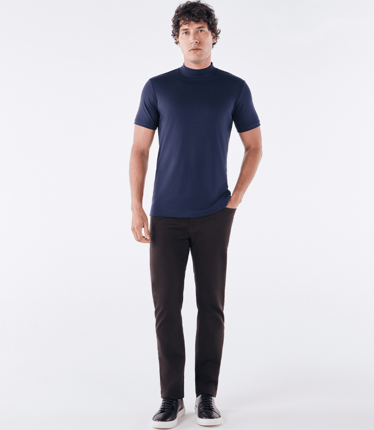 Camiseta Pima Gola Rolê Azul