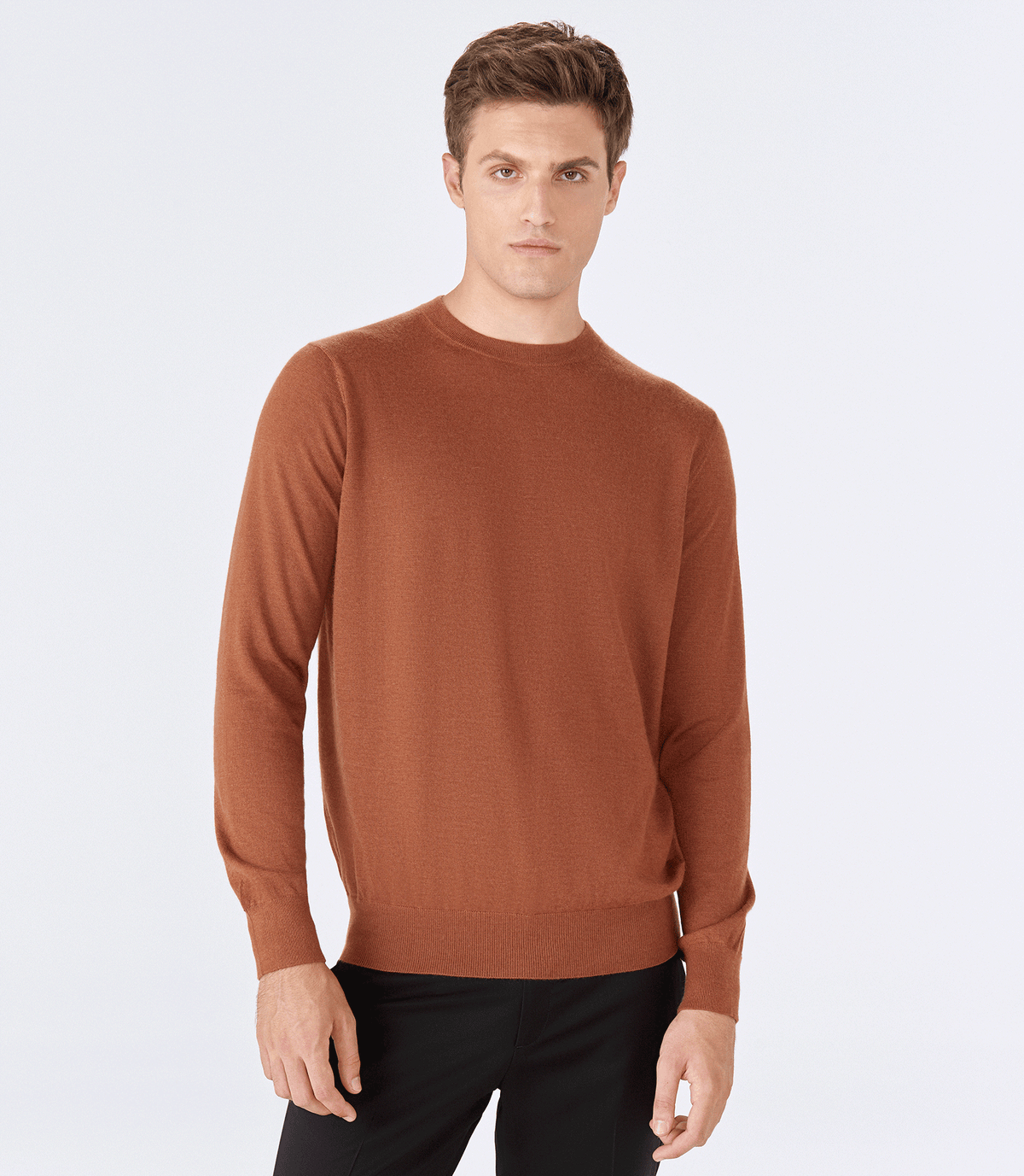 Tricô Cashmere Gola Careca Marrom