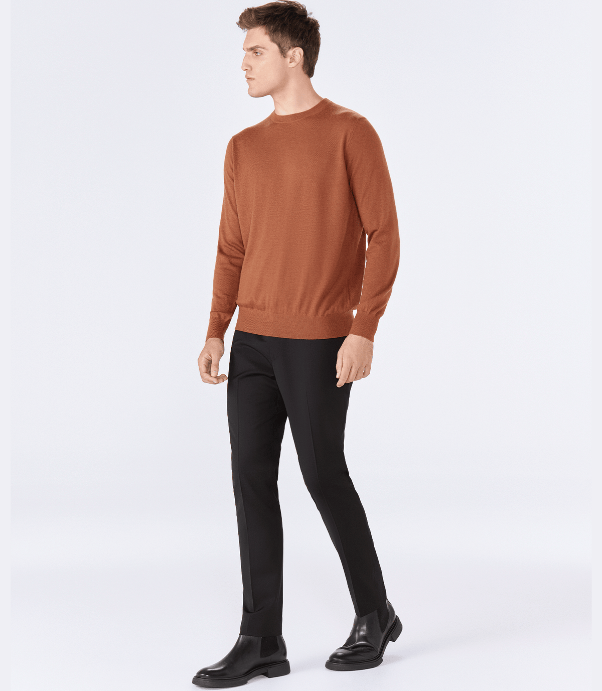 Tricô Cashmere Gola Careca Marrom
