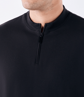 Polo Pima Zíper Rolê Manga Longa Preto