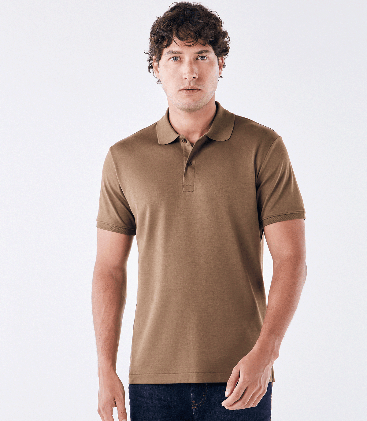 Polo Pima Clássica Kaki