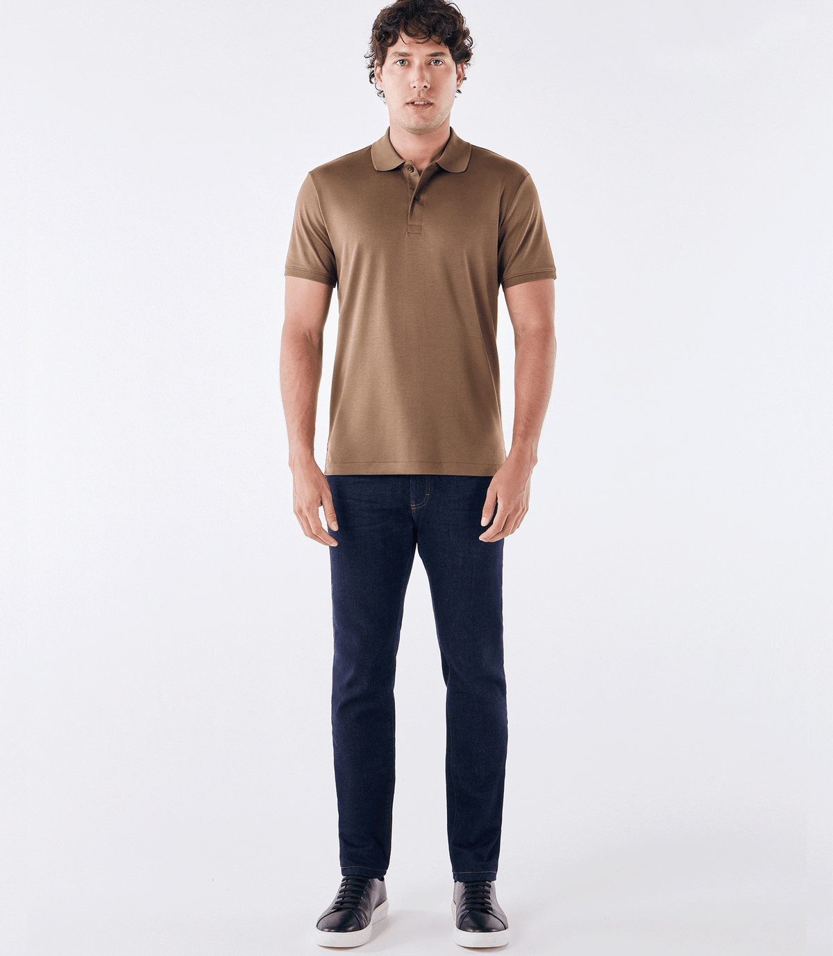 Polo Pima Clássica Kaki