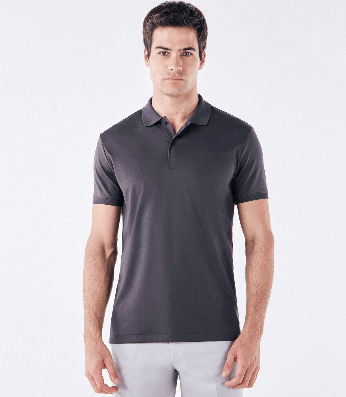 Polo Pima Clássica Cinza