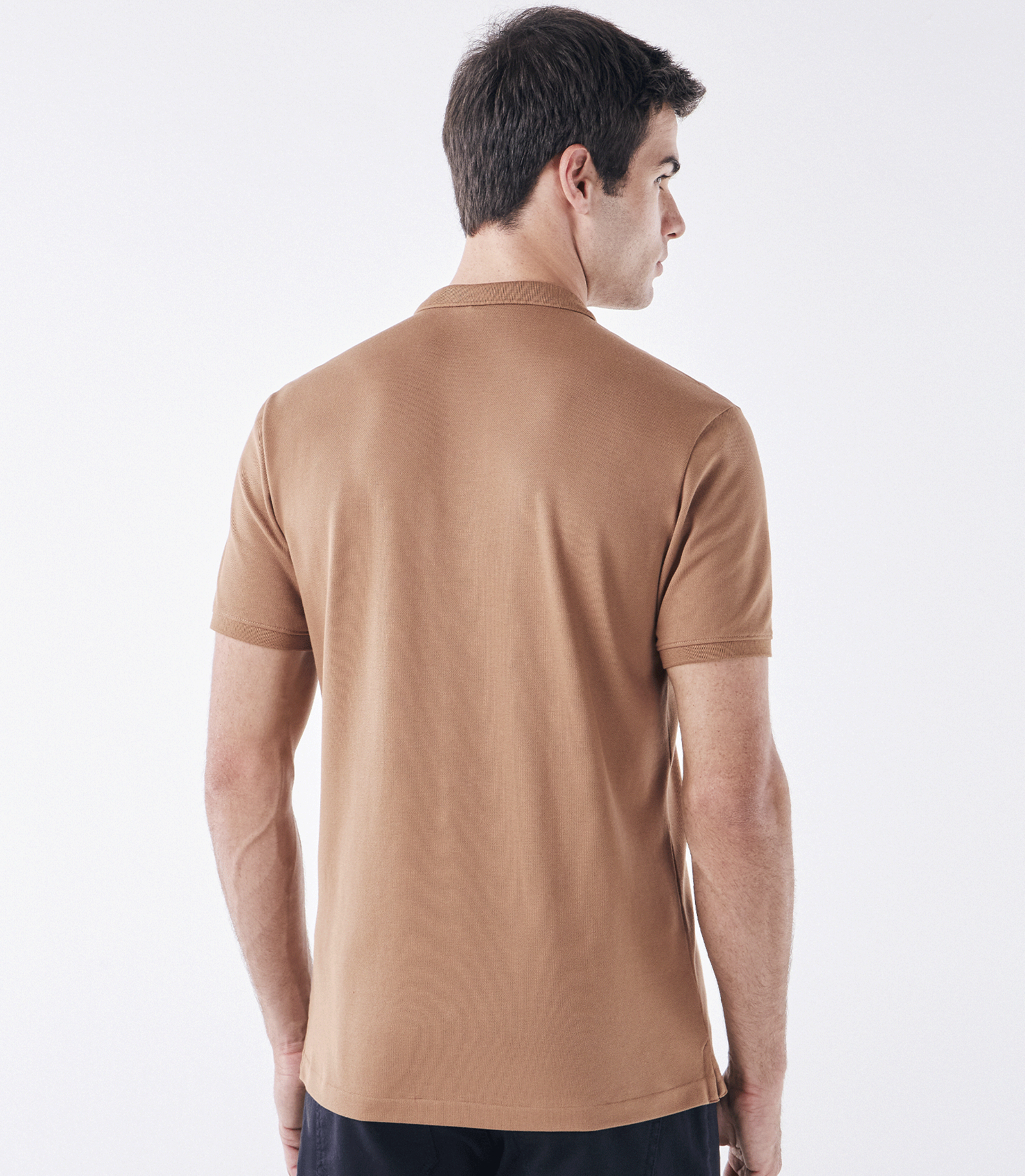 Polo Pima Zíper Gola Estreita Marrom