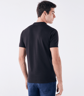 Polo Pima Zíper Gola Estreita Preto