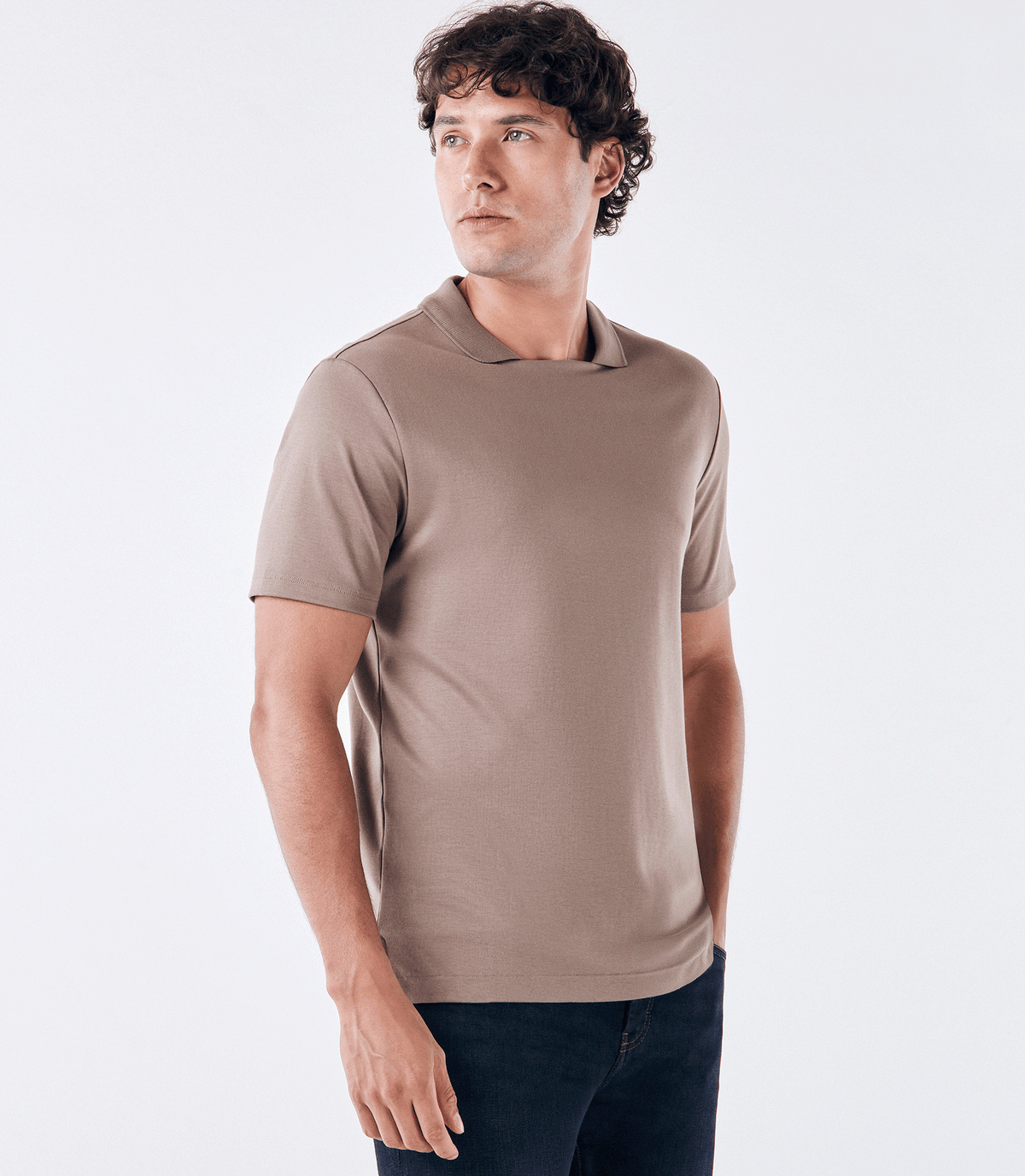 Polo Pima Decote Reto Kaki