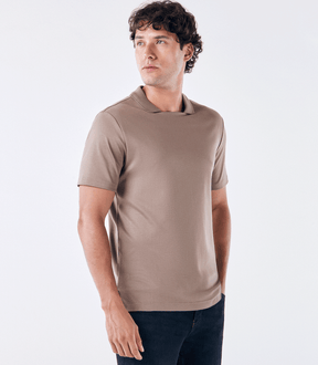 Polo Pima Decote Reto Kaki
