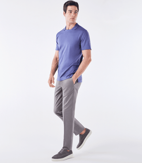 Polo Pima Decote Reto Azul