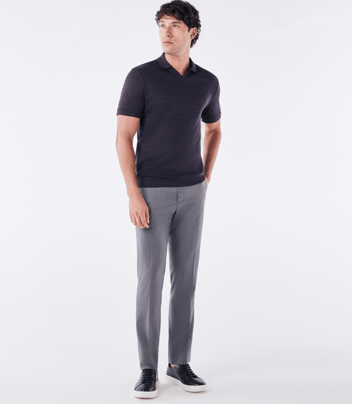 Polo Jacquard Gola V Roxo