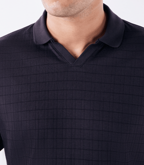Polo Jacquard Gola V Roxo
