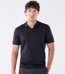 Polo Jacquard Gola V Marrom