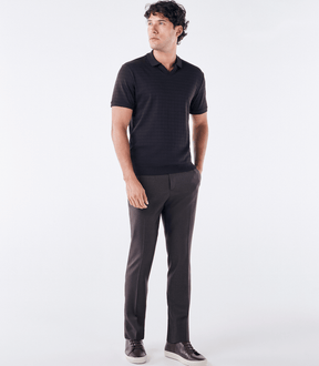 Polo Jacquard Gola V Marrom