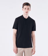 Polo Pima Gola Estreita Zíper Preto