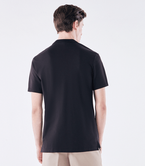 Polo Pima Gola Estreita Zíper Preto